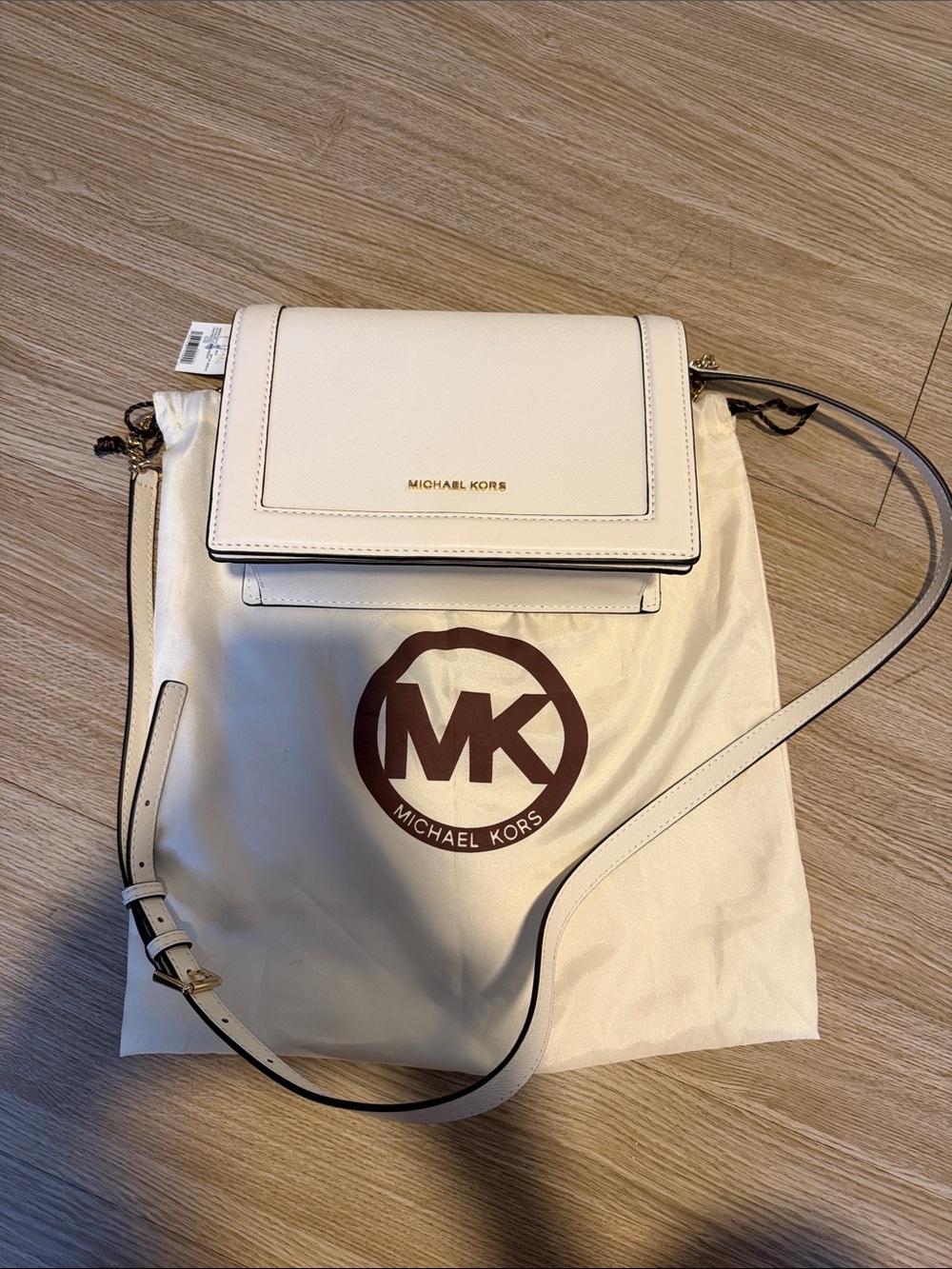Michael Kors Jet Set Large Full-flap Chain Crossbody in Optic White 100% Leather